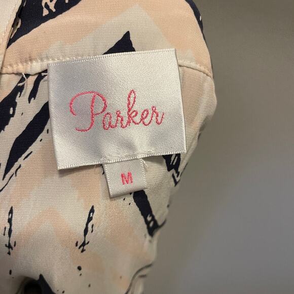 Parker 100% Silk Dress | Chevron Aztec Print, Open Back, Boho, Size M, MSRP $340 - Picture 4 of 7